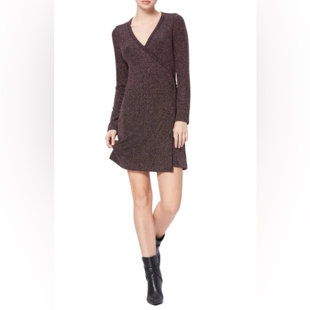 NWT!! Paige - Lucielle Metallic Long-sleeve Wrap Dress In Metallic Multi - XS